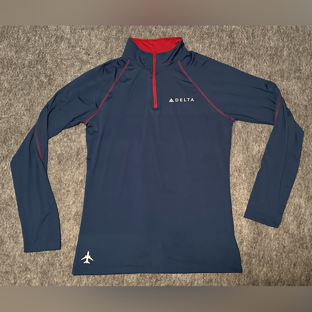 Women’s Delta Air Lines Res & Care Blue/Red 1/4 Zip Performance Pullover- 2XL